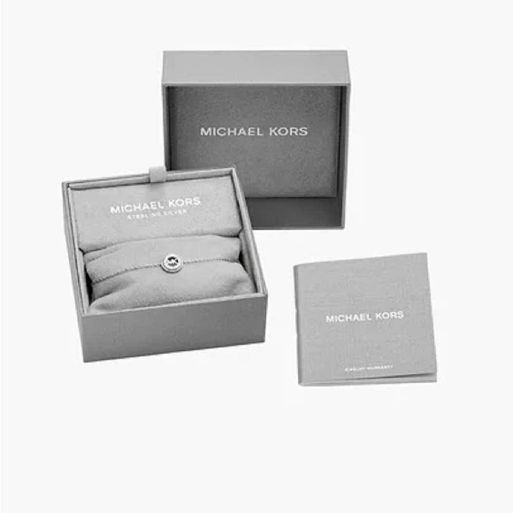 Michael Kors Sterling Silver Dainty Logo Slider Bracelet